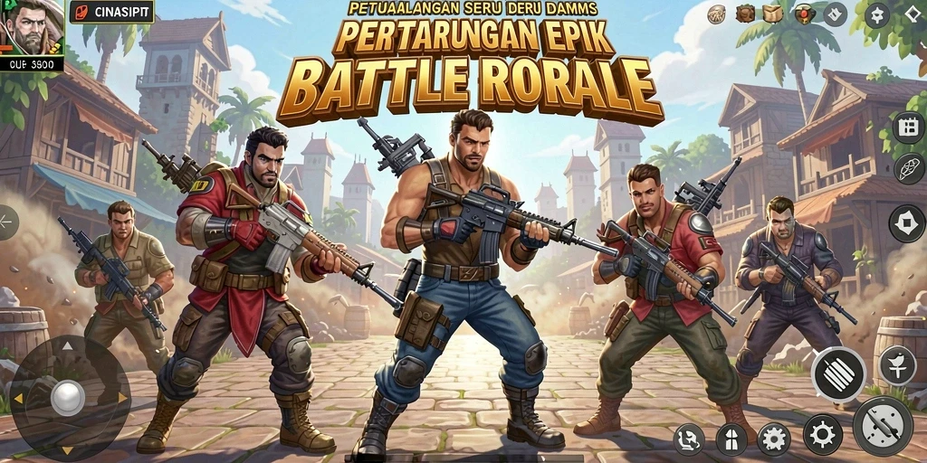 Gameplay mendebarkan dalam pertarungan Battle Royale yang menantang.