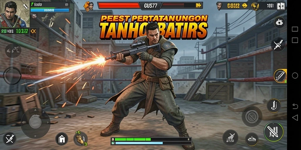Screenshot dari GUS77 menampilkan aksi pertarungan yang intens dan grafis yang menawan.