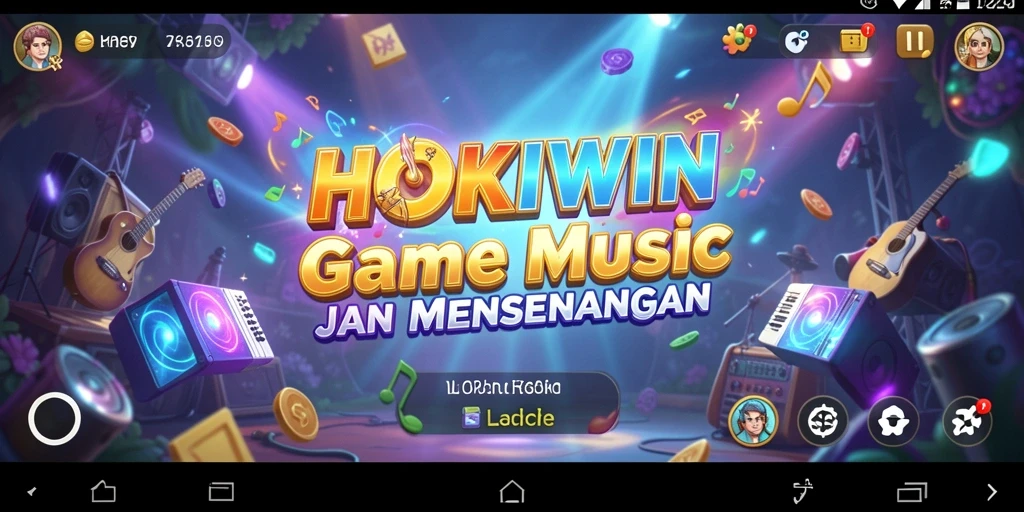 Tampilan gameplay HOKIWIN dengan berbagai pilihan lagu dan tantangan.