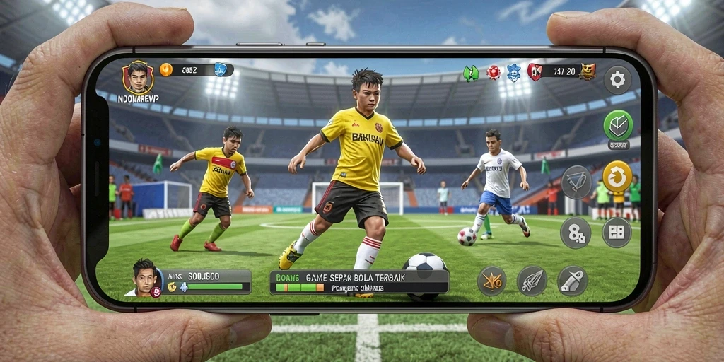 Tangkapan layar gameplay <strong>INDOMAREVIP</strong> menunjukkan aksi mendebarkan di lapangan sepak bola.
