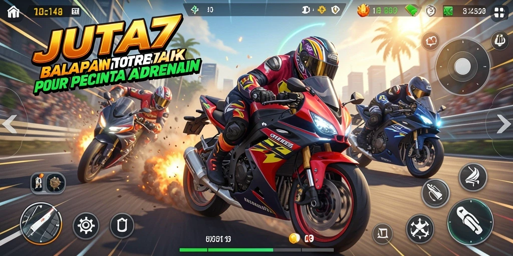Gameplay balapan motor seru dan menegangkan di JUTA7.