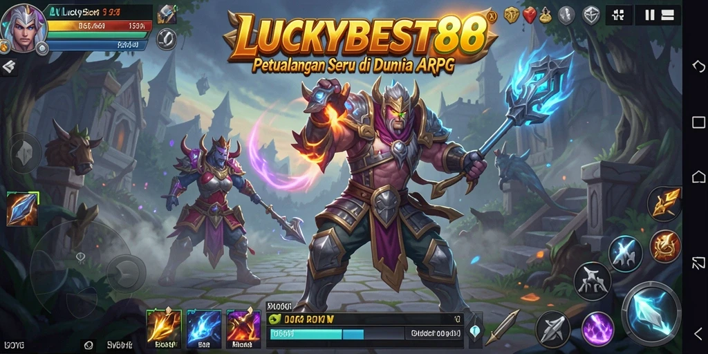 Tampilan gameplay seru LUCKYBEST88 dengan pertempuran epik.
