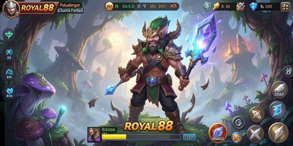 Screenshot gameplay ROYAL88 menampilkan petualangan seru di dunia fantasi.