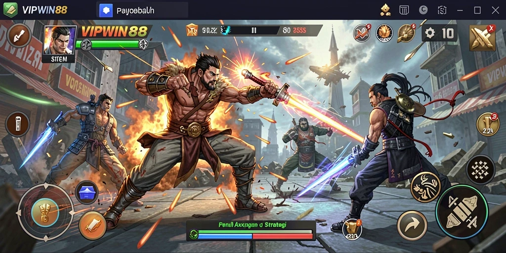 Tampilan aksi mendebarkan dalam gameplay VIPWIN88.